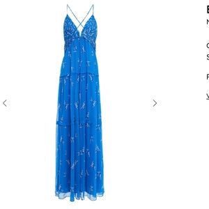 BA&SH Masha Open-back tiered floral-print georgette dress in Bright Blue size 0